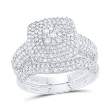 Load image into Gallery viewer, 10K White Gold Diamond Fashion Cushion Bridal Set 1 1/5 Cttw - Splendid Jewellery