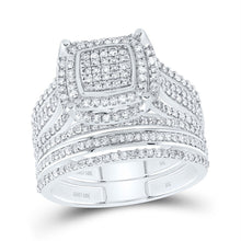 Load image into Gallery viewer, 10K White Gold Diamond Fashion Cushion Bridal Set 1 Cttw - Splendid Jewellery