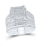 10K White Gold Diamond Fashion Cushion Bridal Set 1 Cttw - Splendid Jewellery