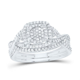 10K White Gold Diamond Fashion Cushion Bridal Set 1/2 Cttw - Splendid Jewellery