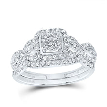 Load image into Gallery viewer, 10K White Gold Diamond Fashion Cushion Bridal Set 1/2 Cttw - Splendid Jewellery