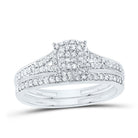 10K White Gold Diamond Fashion Cushion Bridal Set 1/3 Cttw - Splendid Jewellery