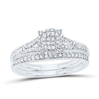 10K White Gold Diamond Fashion Cushion Bridal Set 1/3 Cttw - Splendid Jewellery