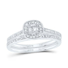 10K White Gold Diamond Fashion Cushion Bridal Set 1/3 Cttw - Splendid Jewellery