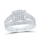 10K White Gold Diamond Fashion Cushion Bridal Set 3/8 Cttw - Splendid Jewellery