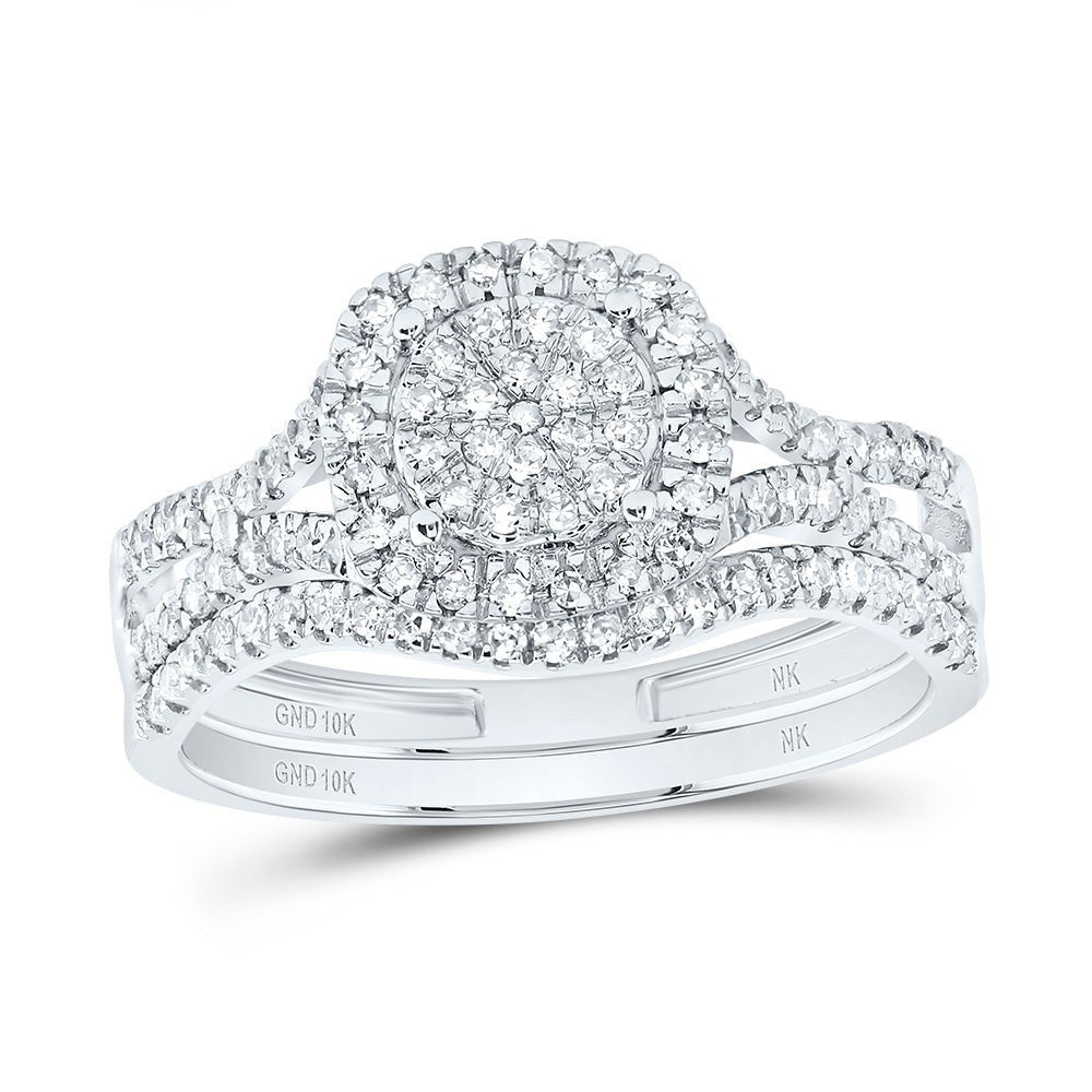 10K White Gold Diamond Fashion Cushion Bridal Set 5/8 Cttw - Splendid Jewellery