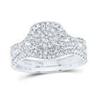 10K White Gold Diamond Fashion Cushion Bridal Set 5/8 Cttw - Splendid Jewellery