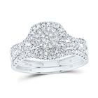 10K White Gold Diamond Fashion Cushion Bridal Set 5/8 Cttw - Splendid Jewellery