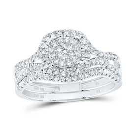 10K White Gold Diamond Fashion Cushion Bridal Set 5/8 Cttw - Splendid Jewellery