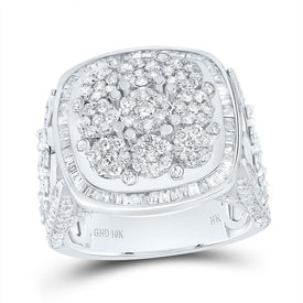 10K White Gold Diamond Fashion Cushion Head Flower Women's Ring 2 1/2 Cttw - Splendid Jewellery