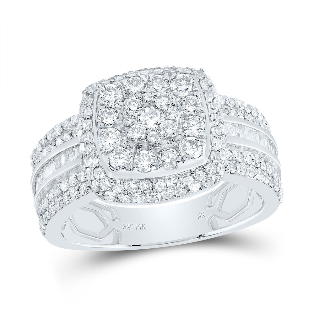 10K White Gold Diamond Fashion Cushion Ring 1 1/3 Cttw - Splendid Jewellery