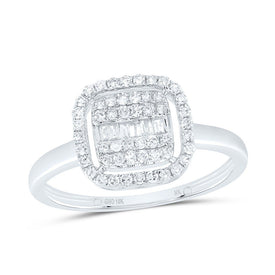 10K White Gold Diamond Fashion Cushion Ring 1/3 Cttw - Splendid Jewellery