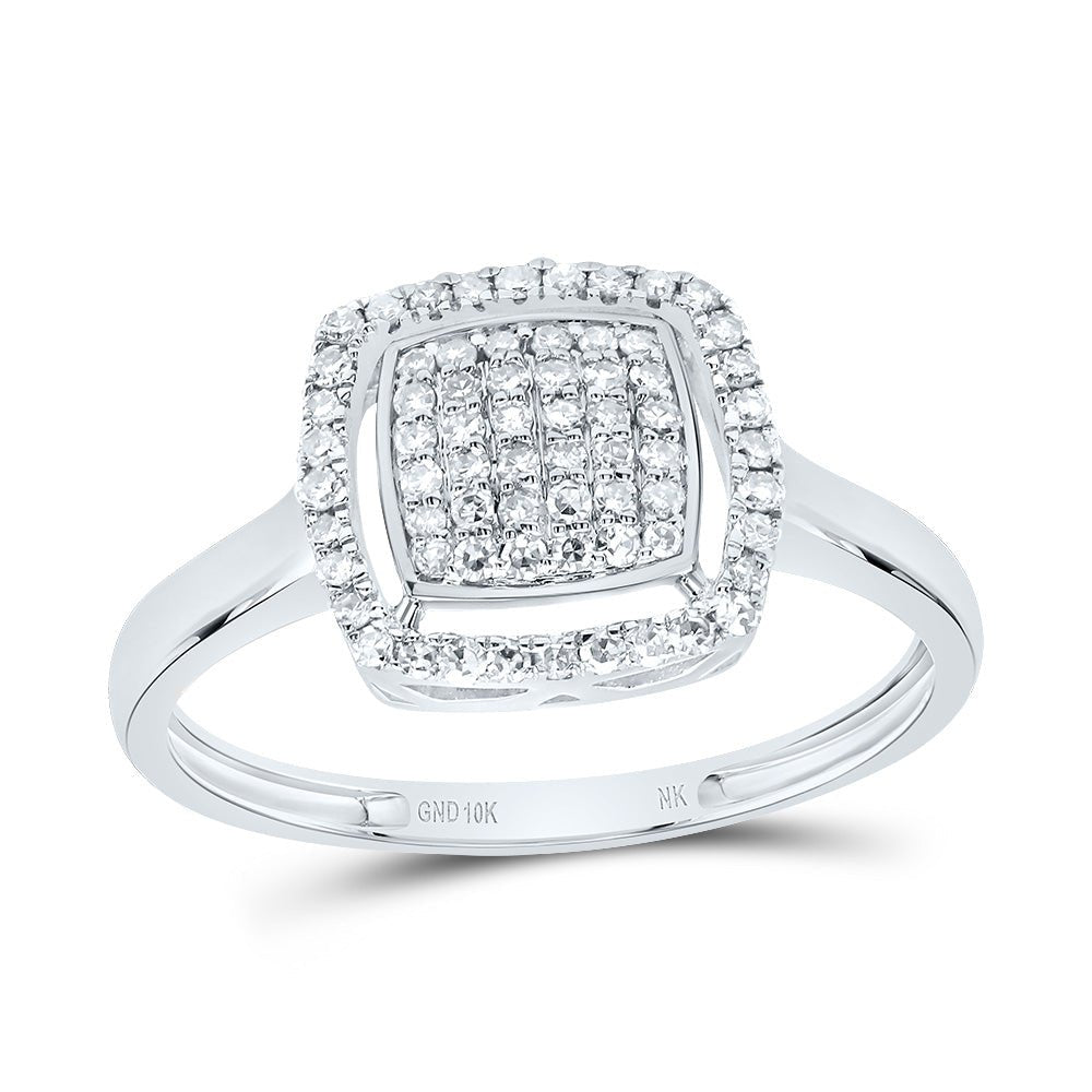 10K White Gold Diamond Fashion Cushion Ring 1/4 Cttw - Splendid Jewellery