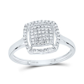10K White Gold Diamond Fashion Cushion Ring 1/4 Cttw - Splendid Jewellery