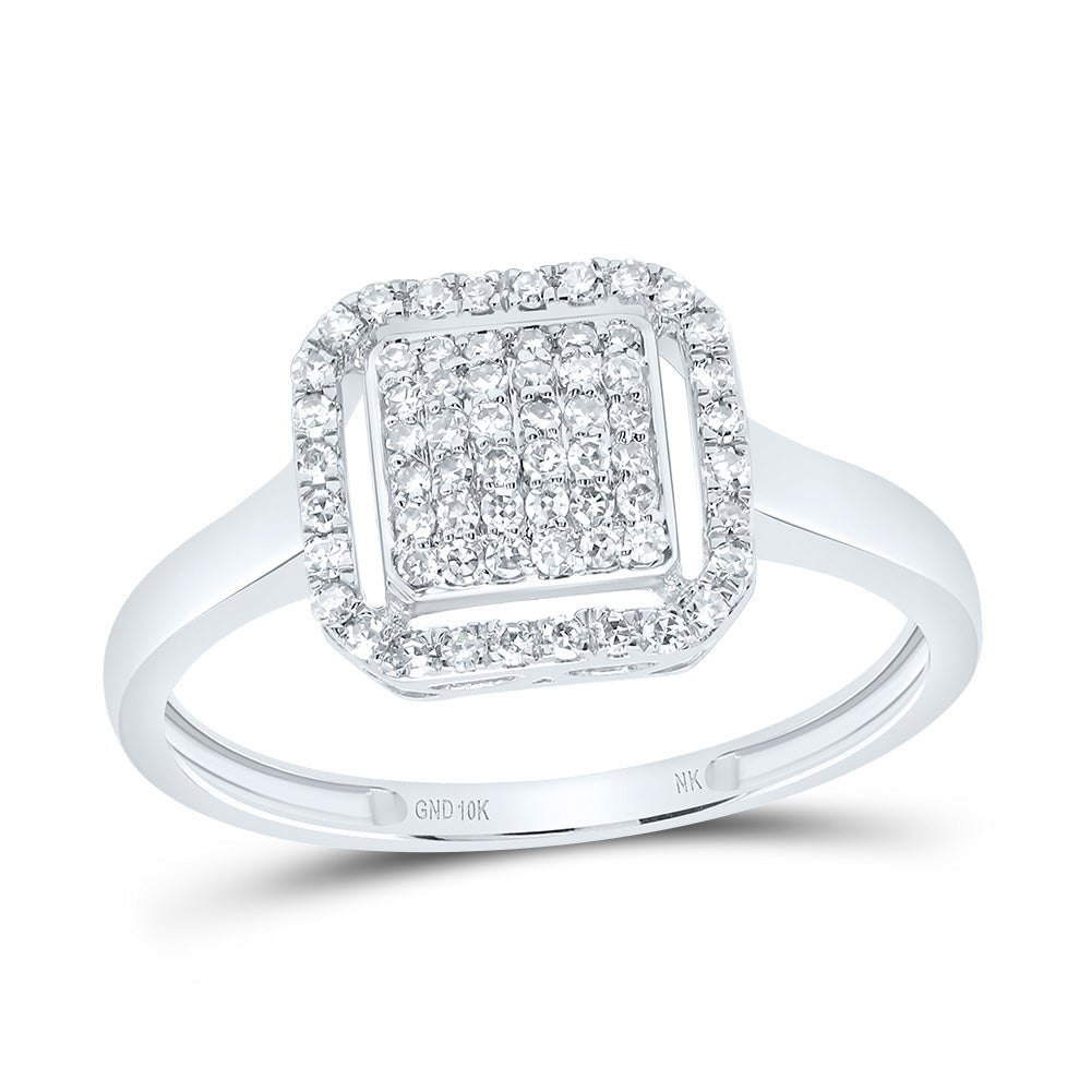 10K White Gold Diamond Fashion Cushion Ring 1/4 Cttw - Splendid Jewellery