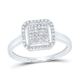 10K White Gold Diamond Fashion Cushion Ring 1/4 Cttw - Splendid Jewellery