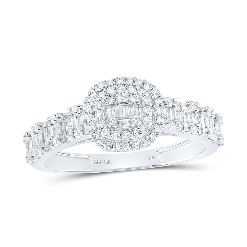 10K White Gold Diamond Fashion Cushion Women's Ring 1/2 Cttw - Splendid Jewellery