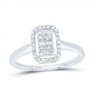 10K White Gold Diamond Fashion Emerald Ring 1/5 Cttw - Splendid Jewellery