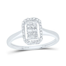 Load image into Gallery viewer, 10K White Gold Diamond Fashion Emerald Ring 1/5 Cttw - Splendid Jewellery