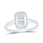 10K White Gold Diamond Fashion Emerald Ring 1/5 Cttw - Splendid Jewellery