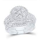 10K White Gold Diamond Fashion Flower Bridal Set 1 1/2 Cttw - Splendid Jewellery