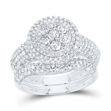 Load image into Gallery viewer, 10K White Gold Diamond Fashion Flower Bridal Set 1 1/2 Cttw - Splendid Jewellery