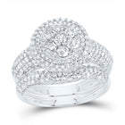 10K White Gold Diamond Fashion Flower Bridal Set 1 1/2 Cttw - Splendid Jewellery