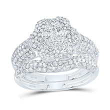 Load image into Gallery viewer, 10K White Gold Diamond Fashion Flower Bridal Set 1 1/4 Cttw - Splendid Jewellery