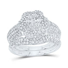 10K White Gold Diamond Fashion Flower Bridal Set 1 1/4 Cttw - Splendid Jewellery