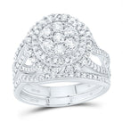 10K White Gold Diamond Fashion Flower Bridal Set 1 1/5 Cttw - Splendid Jewellery