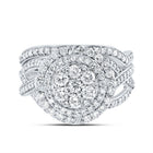 10K White Gold Diamond Fashion Flower Bridal Set 1 1/5 Cttw - Splendid Jewellery