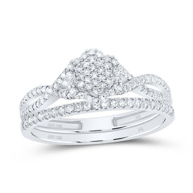 10K White Gold Diamond Fashion Flower Bridal Set 1/3 Cttw - Splendid Jewellery