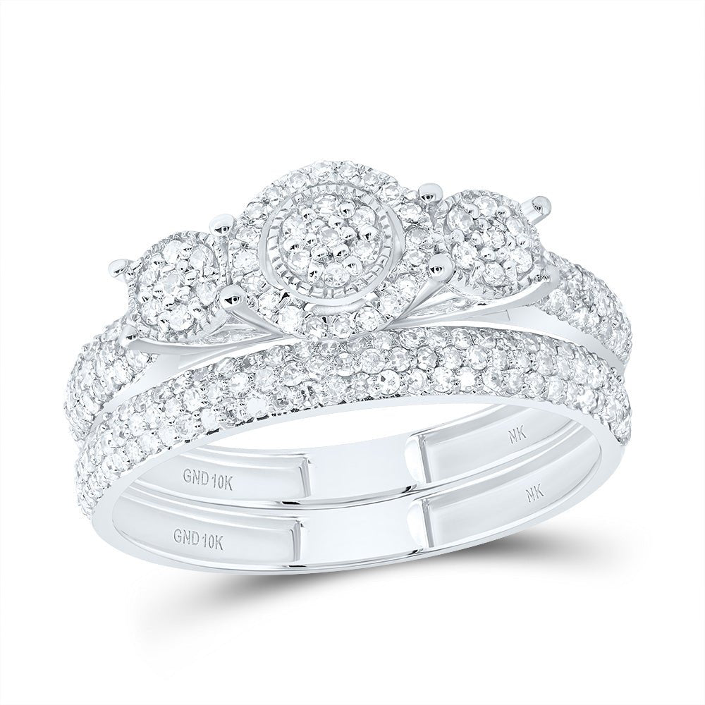 10K White Gold Diamond Fashion Flower Bridal Set 5/8 Cttw - Splendid Jewellery