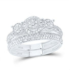 10K White Gold Diamond Fashion Flower Bridal Set 5/8 Cttw - Splendid Jewellery