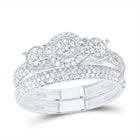 10K White Gold Diamond Fashion Flower Bridal Set 5/8 Cttw - Splendid Jewellery