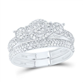 10K White Gold Diamond Fashion Flower Bridal Set 5/8 Cttw - Splendid Jewellery