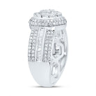 10K White Gold Diamond Fashion Flower Ring 1 Cttw - Splendid Jewellery