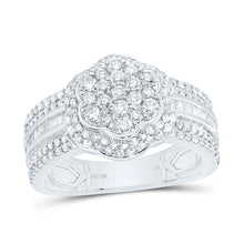 Load image into Gallery viewer, 10K White Gold Diamond Fashion Flower Ring 1 Cttw - Splendid Jewellery