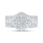 10K White Gold Diamond Fashion Flower Ring 1 Cttw - Splendid Jewellery