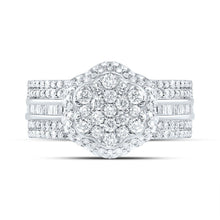 Load image into Gallery viewer, 10K White Gold Diamond Fashion Flower Ring 1 Cttw - Splendid Jewellery
