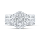 10K White Gold Diamond Fashion Flower Ring 1 Cttw - Splendid Jewellery