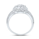 10K White Gold Diamond Fashion Flower Ring 1 Cttw - Splendid Jewellery