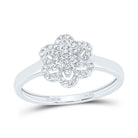 10K White Gold Diamond Fashion Flower Ring 1/5 Cttw - Splendid Jewellery