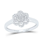 10K White Gold Diamond Fashion Flower Ring 1/5 Cttw - Splendid Jewellery