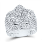 10K White Gold Diamond Fashion Flower Ring 3 Cttw - Splendid Jewellery