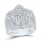 10K White Gold Diamond Fashion Flower Ring 3 Cttw - Splendid Jewellery