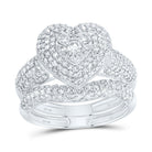 10K White Gold Diamond Fashion Heart Bridal Set 1 1/5 Cttw - Splendid Jewellery