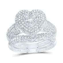 Load image into Gallery viewer, 10K White Gold Diamond Fashion Heart Bridal Set 1 1/5 Cttw - Splendid Jewellery