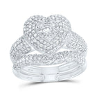 10K White Gold Diamond Fashion Heart Bridal Set 1 1/5 Cttw - Splendid Jewellery