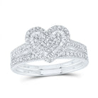 10K White Gold Diamond Fashion Heart Bridal Set 1/2 Cttw - Splendid Jewellery